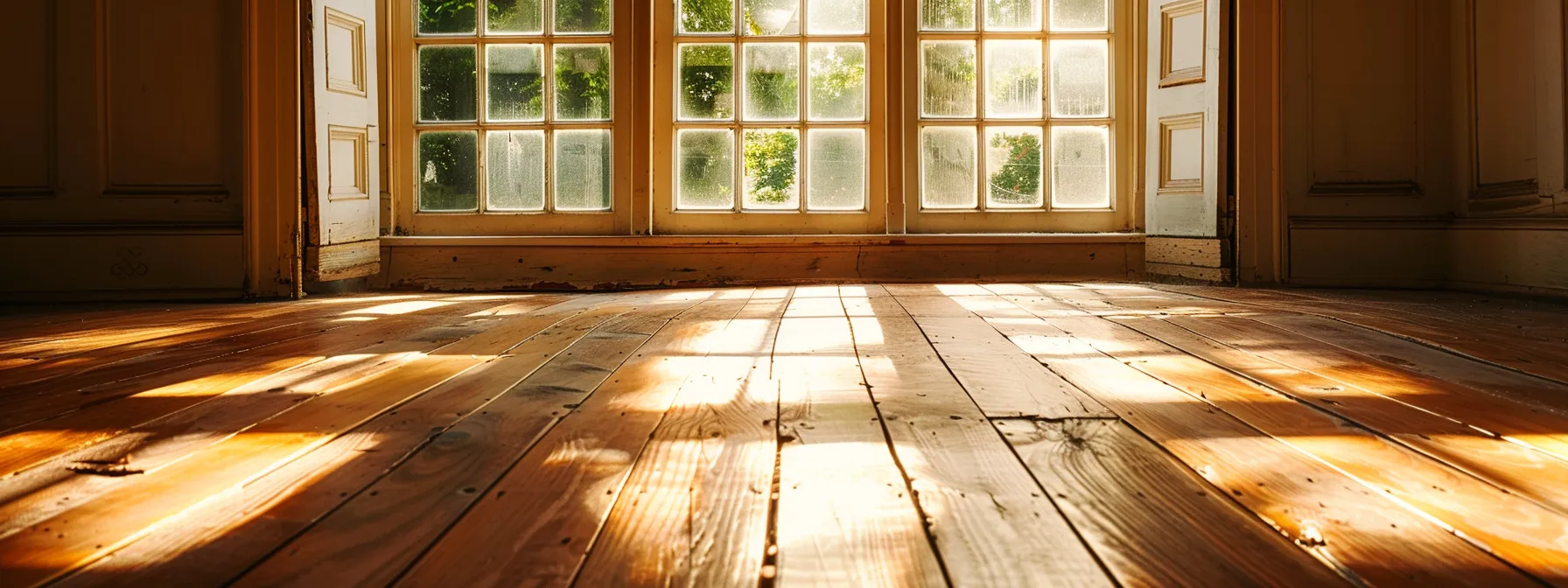 a beautifully refinished wooden floor gleams under soft natural light, showcasing a flawless, consistent stain that emphasizes the rich, warm tones of the wood's grain, while a subtle hint of sanding marks suggests the importance of careful craftsmanship.