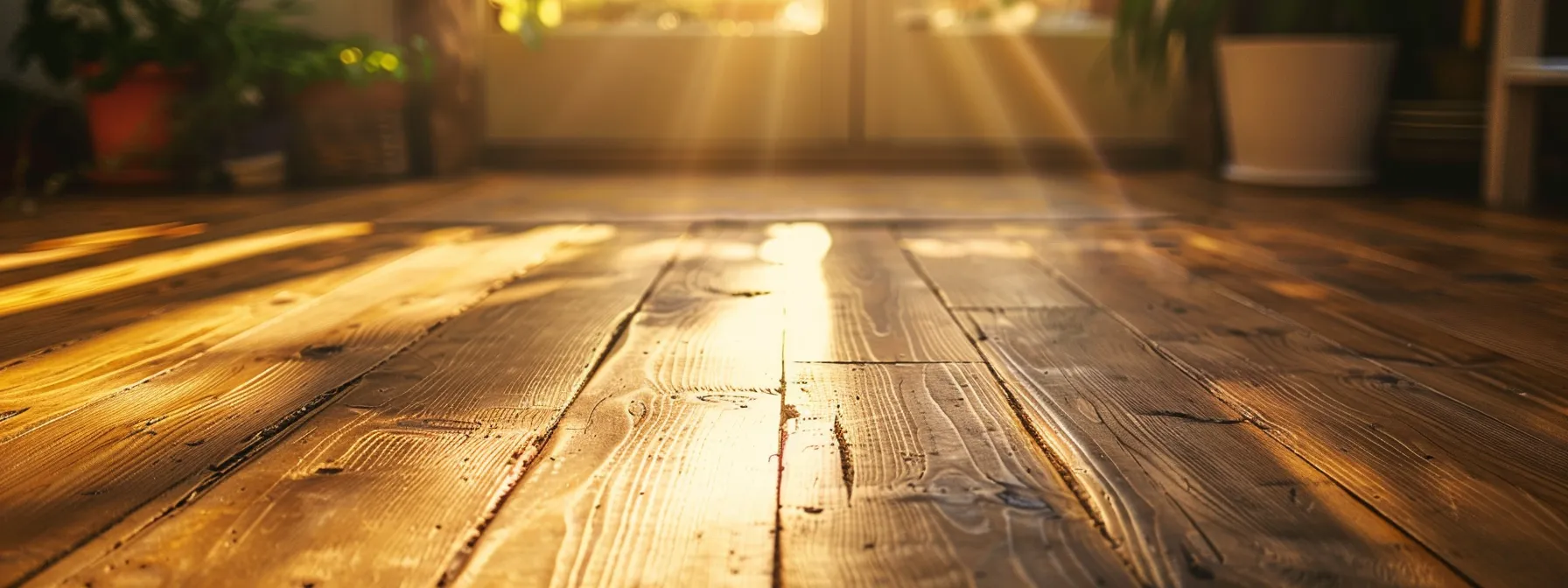 a beautifully restored hardwood floor gleams under warm, natural light, showcasing rich grains and a smooth finish, inviting a sense of elegance and craftsmanship.