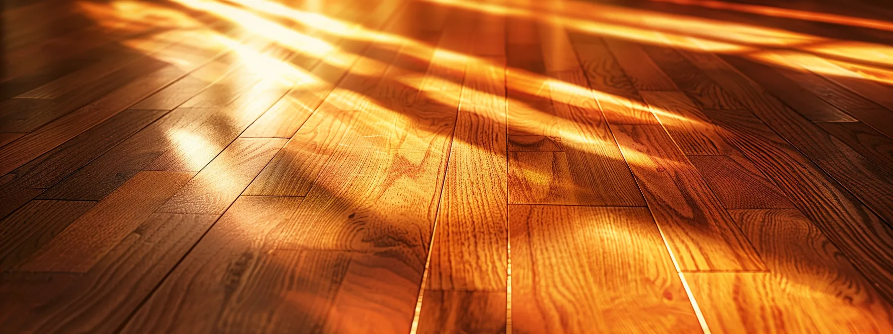 a close-up of a beautifully restored hardwood floor, showcasing its rich, warm tones and gleaming finish, bathed in soft, natural light that enhances the grain and texture.