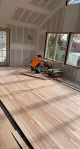 Commercial hardwood flooring installation