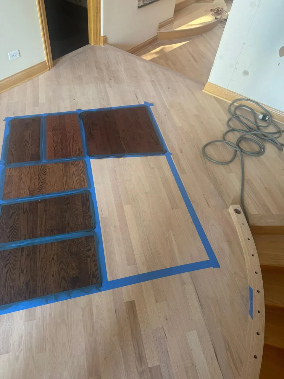 Custom espresso stain color applied to hardwood floors in Machesney Park, IL