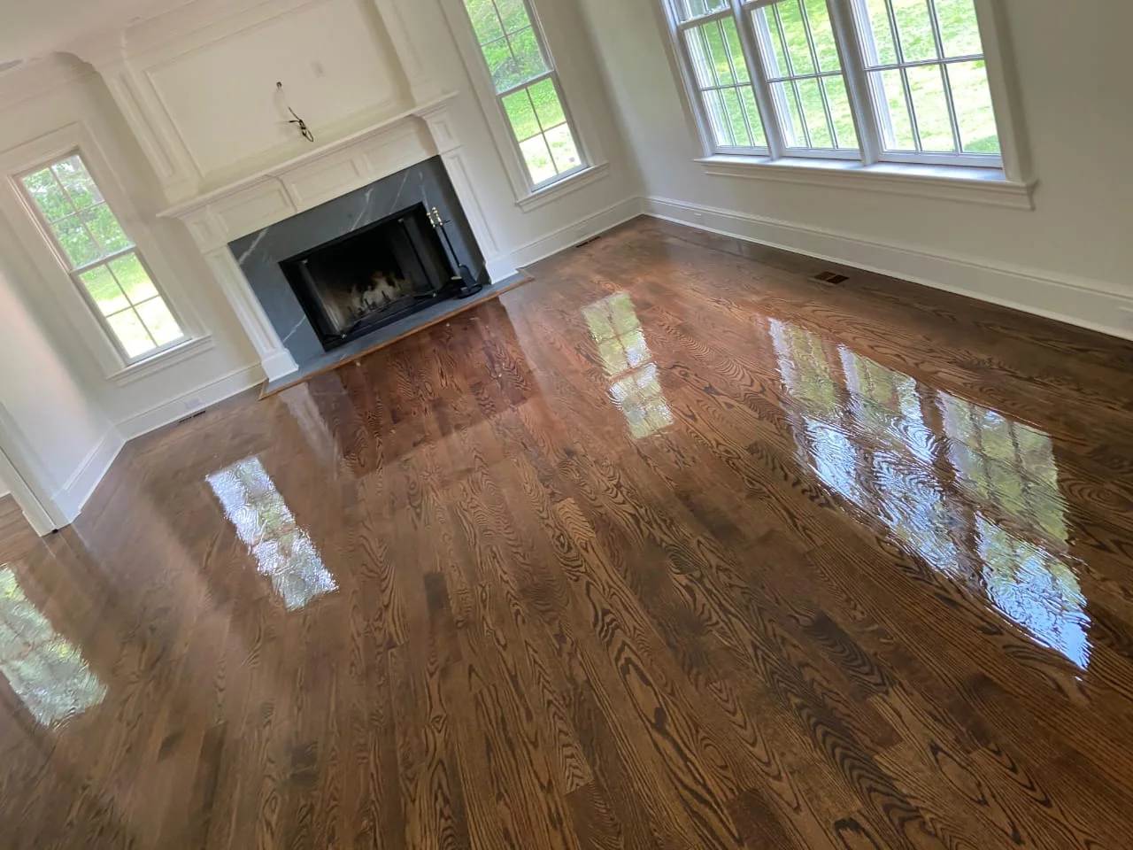 Floor refinishing with custom walnut stain — Loves Park IL