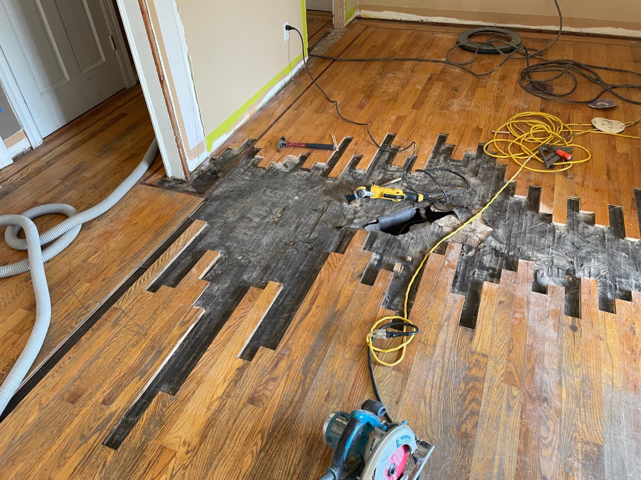 Floor board replacement and blend refinish — Rockford IL