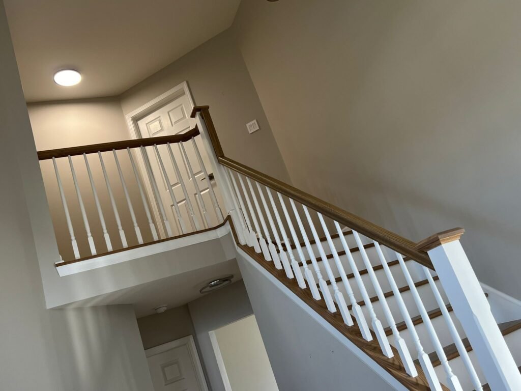 Staircase flooring installation in Rockford IL modern hardwood stairs