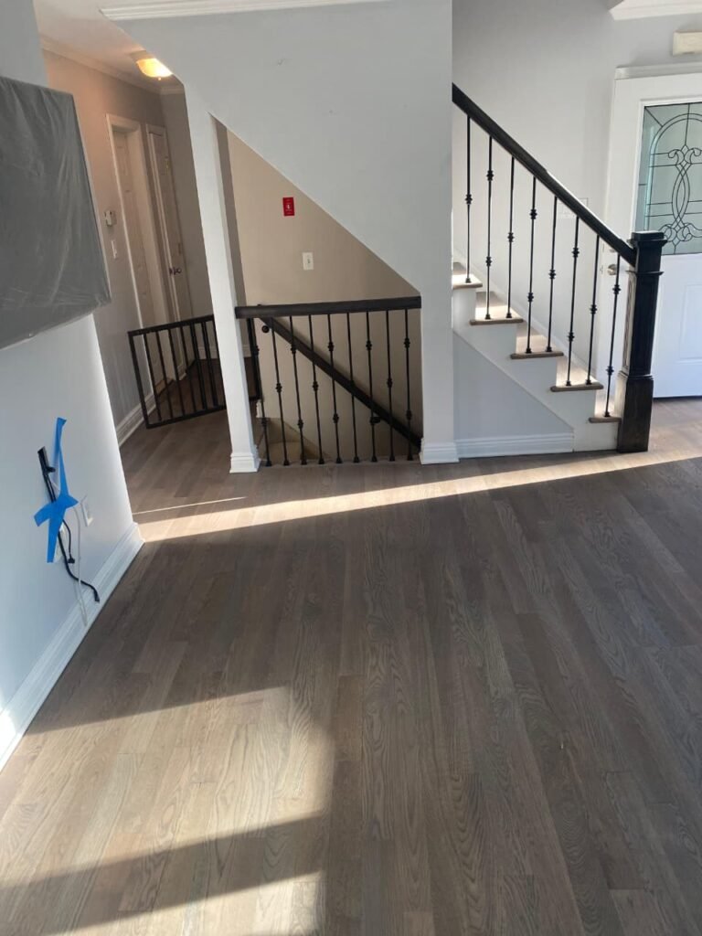 Staircase flooring installation in Rockford IL modern hardwood stairs