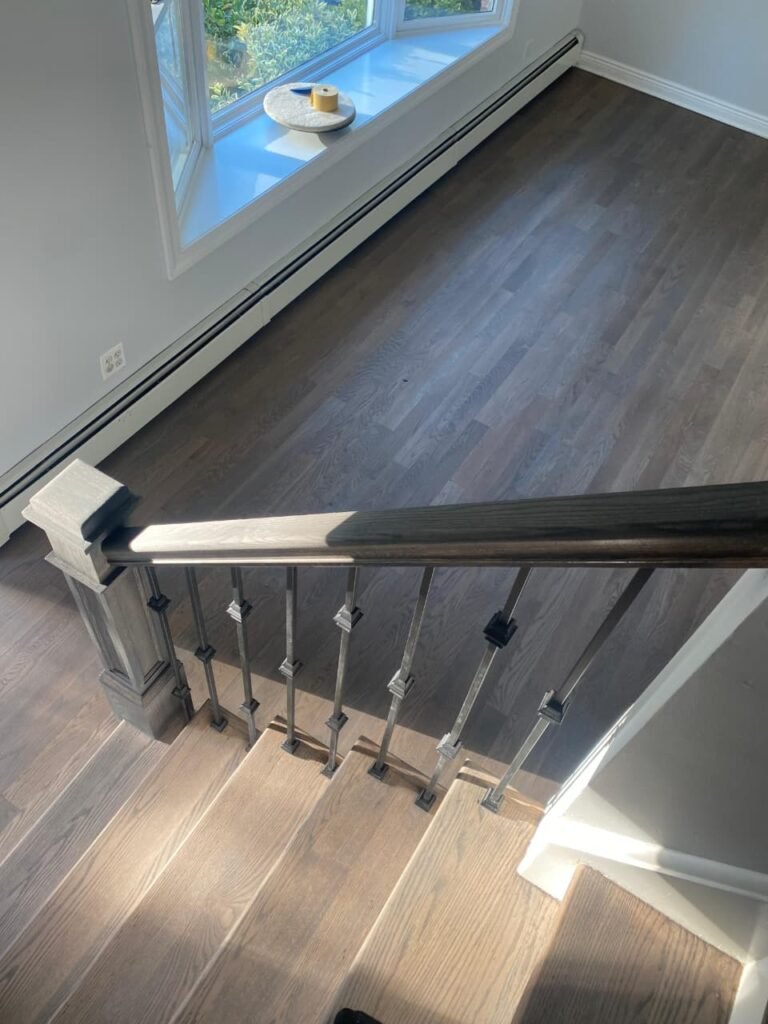 Staircase flooring installation in Rockford IL modern hardwood stairs