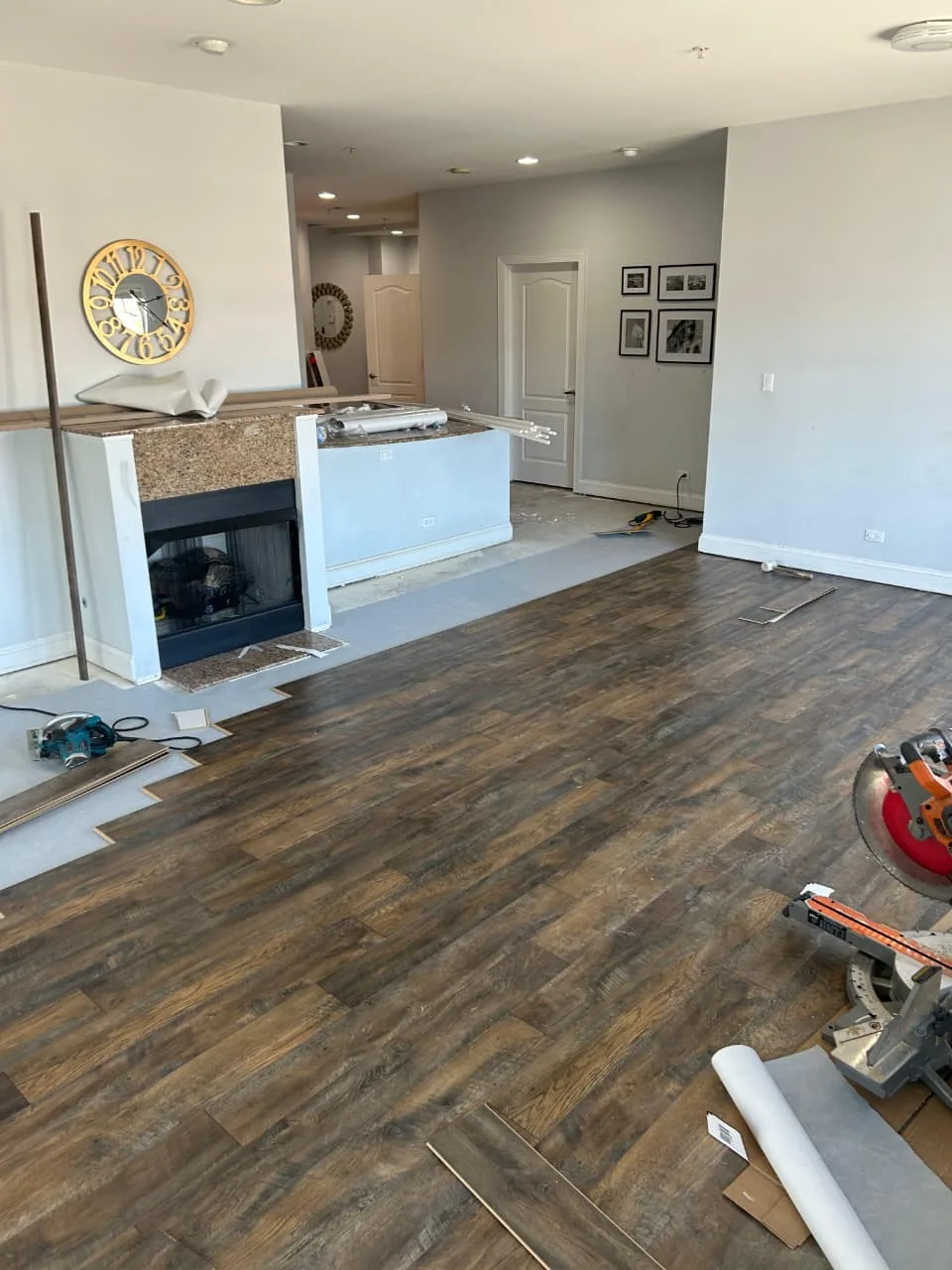 Luxury vinyl plank flooring installation — waterproof LVP in Rockford kitchen