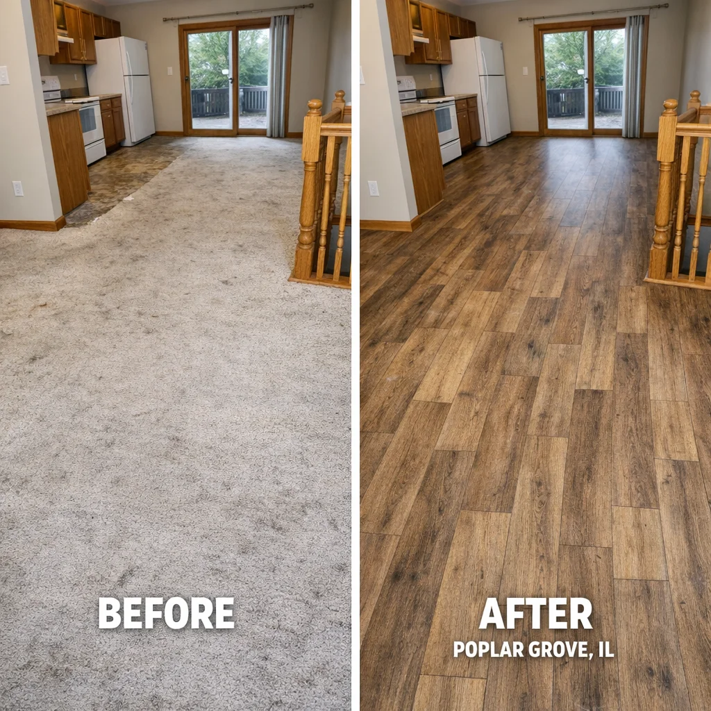 Vinyl plank flooring transformation in Poplar Grove, IL