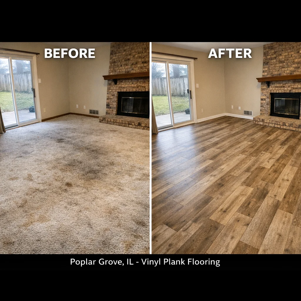 Vinyl plank flooring transformation — Rockford area home